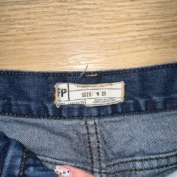 Free People Dark Blue Distressed Jean Shorts Size 25 - Picture 3 of 6